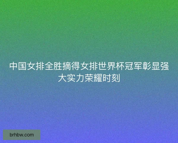 中国女排全胜摘得女排世界杯冠军彰显强大实力荣耀时刻