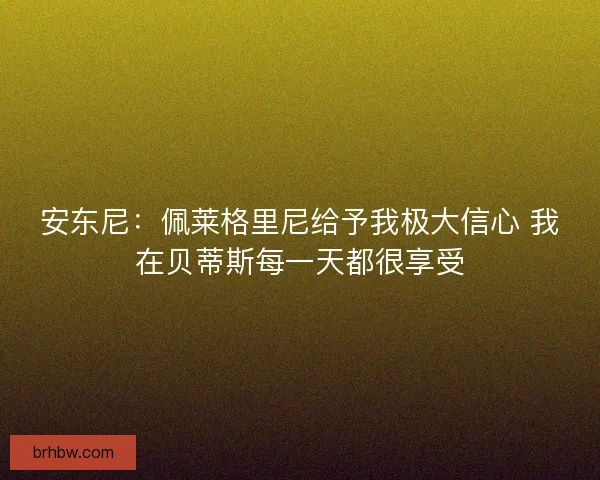 安东尼：佩莱格里尼给予我极大信心 我在贝蒂斯每一天都很享受